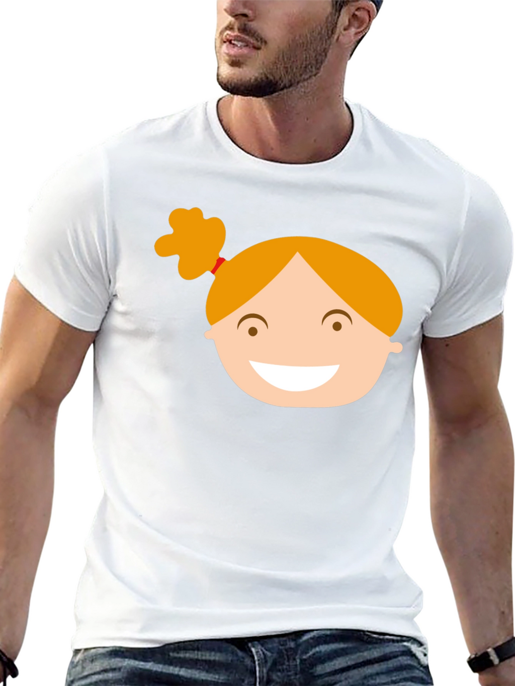Black Graphic Tee with Girl Cartoon Design