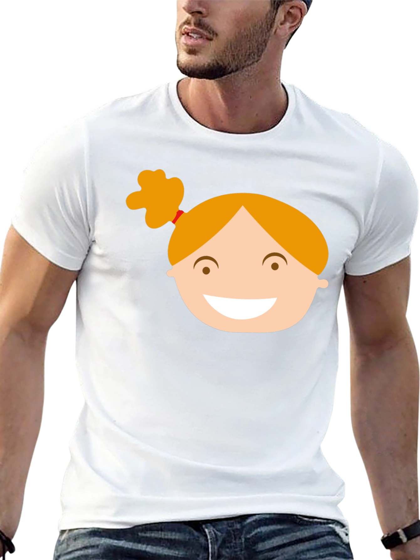 Black Graphic Tee with Girl Cartoon Design