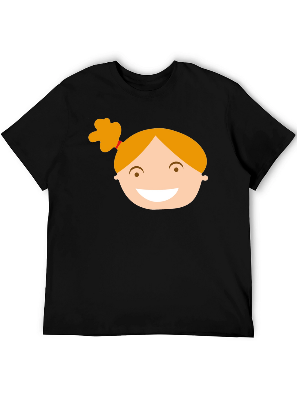Black Graphic Tee with Girl Cartoon Design