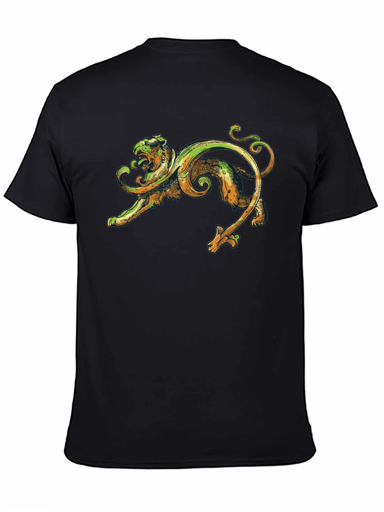 Ornate Lion Graphic Black T-Shirt