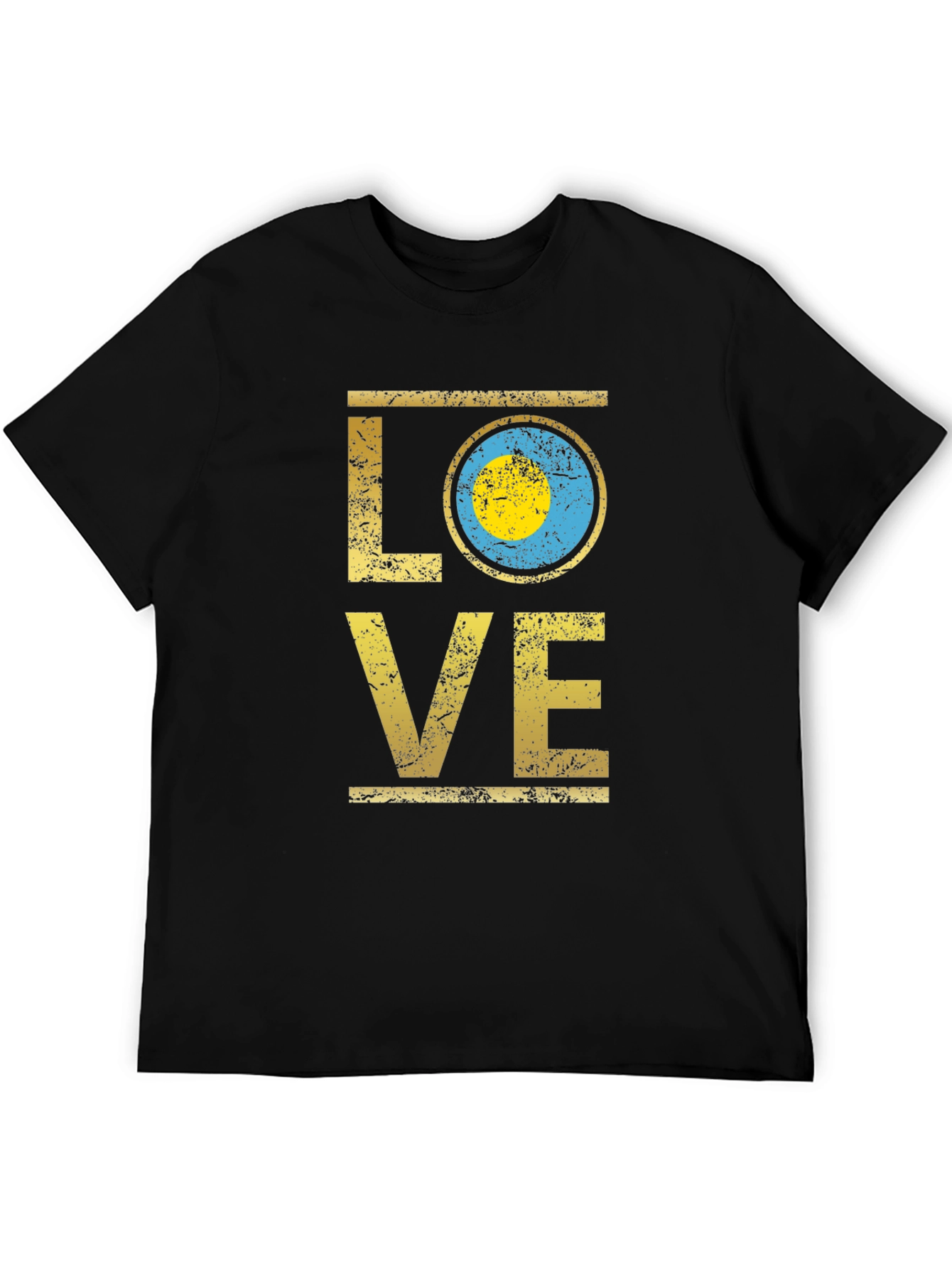 Palau Flag LOVE T-Shirt - Black Cotton Tee