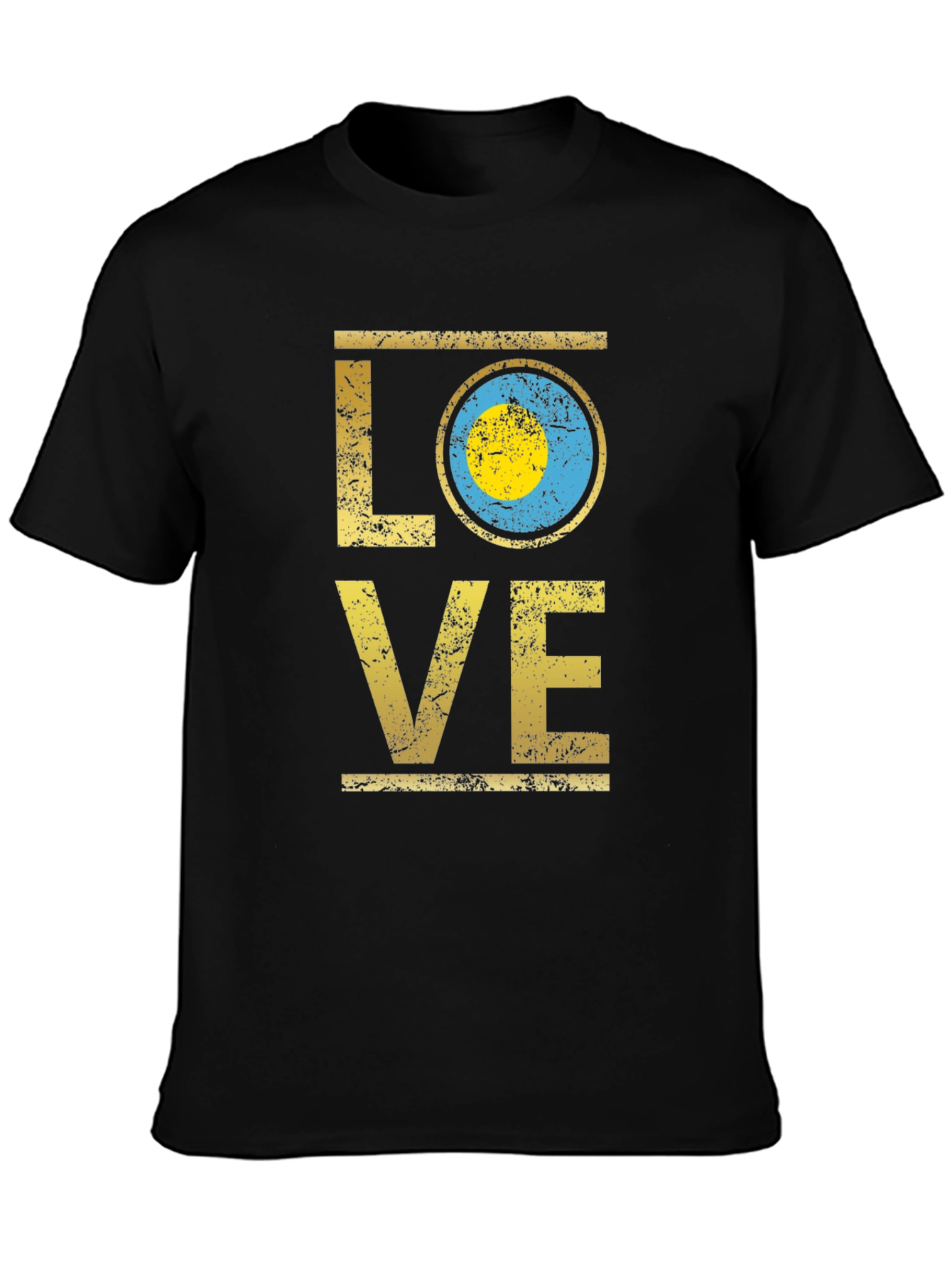 Palau Flag LOVE T-Shirt - Black Cotton Tee