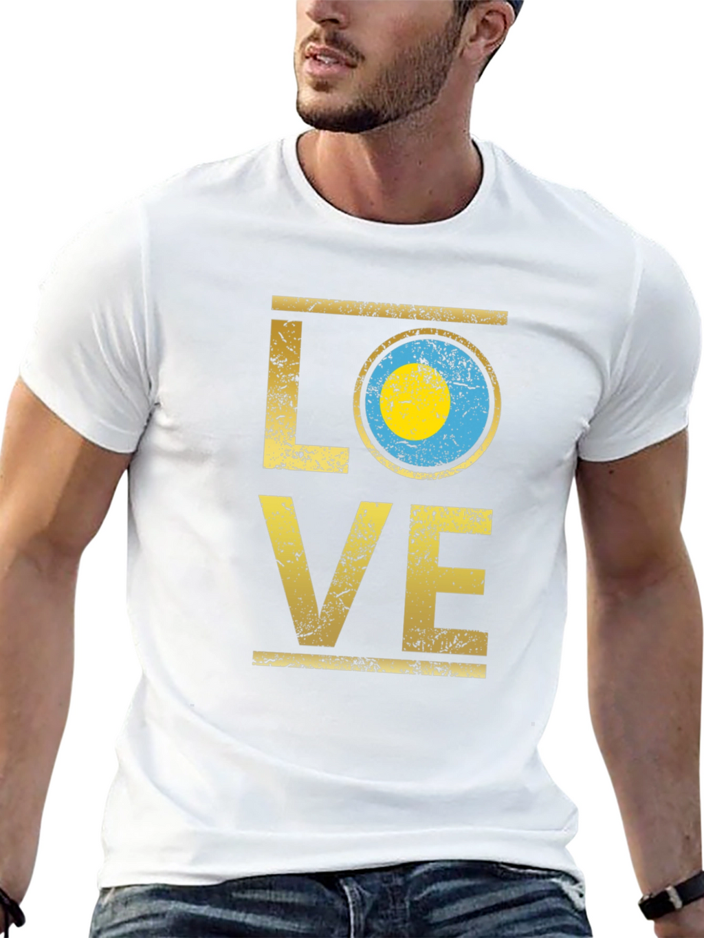 Palau Flag LOVE T-Shirt - Black Cotton Tee