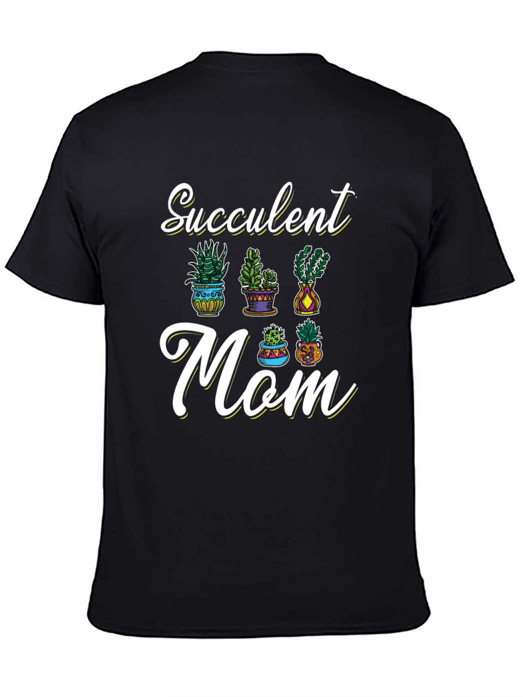 Succulent Mom Graphic Tee - Black Cotton T-Shirt