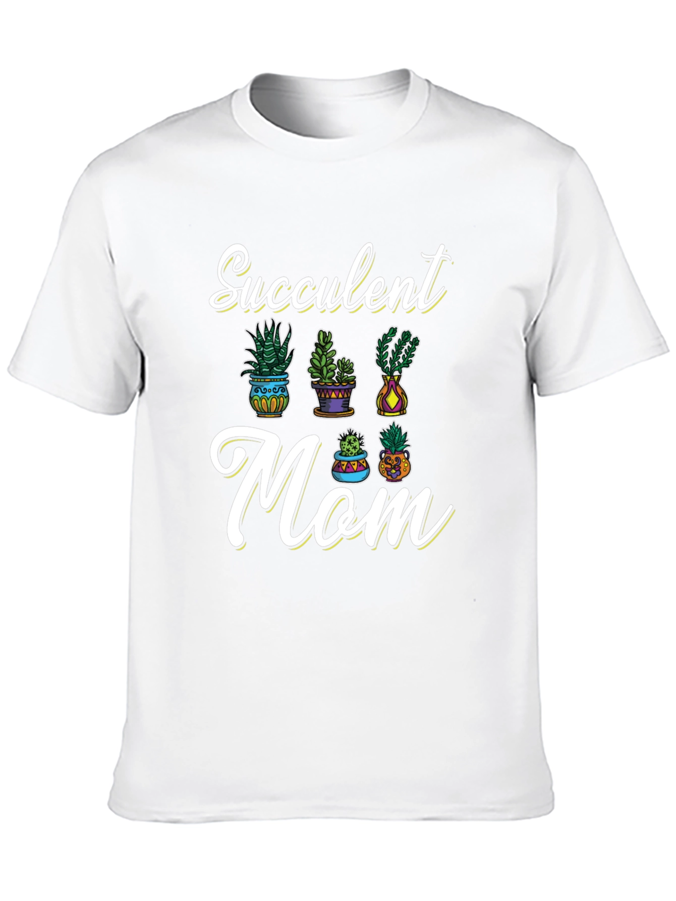 Succulent Mom Graphic Tee - Black Cotton T-Shirt