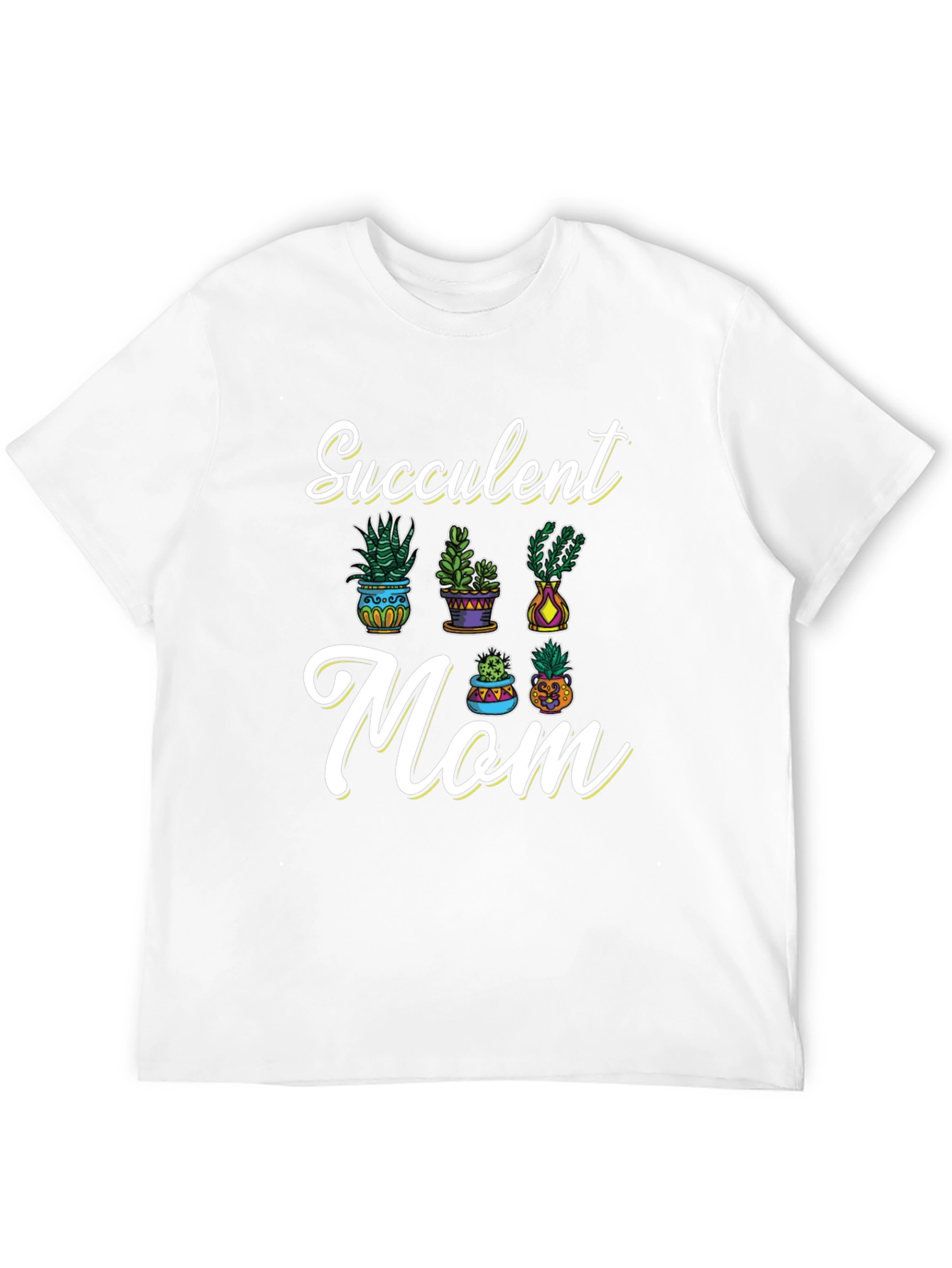 Succulent Mom Graphic Tee - Black Cotton T-Shirt