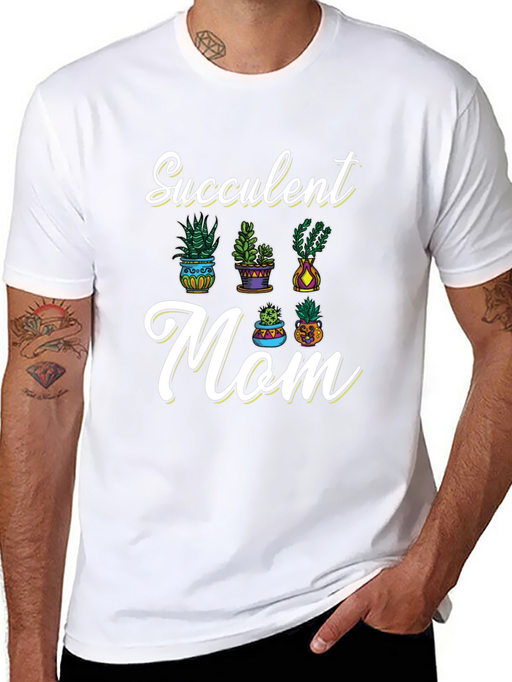 Succulent Mom Graphic Tee - Black Cotton T-Shirt