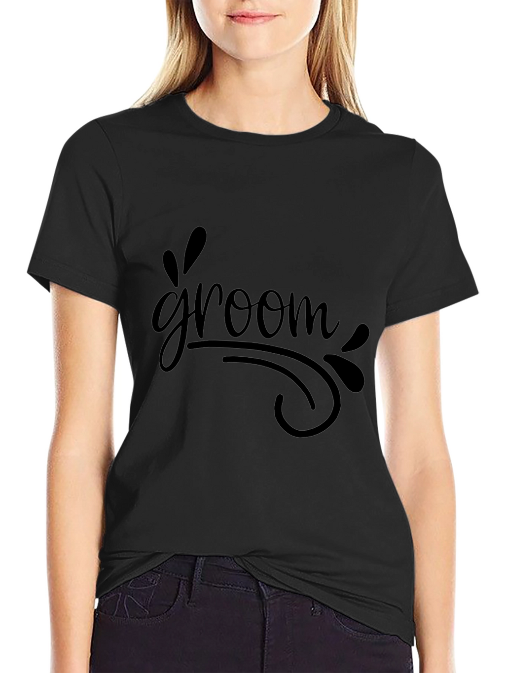 Groom T-Shirt - Black Crew Neck Wedding Apparel