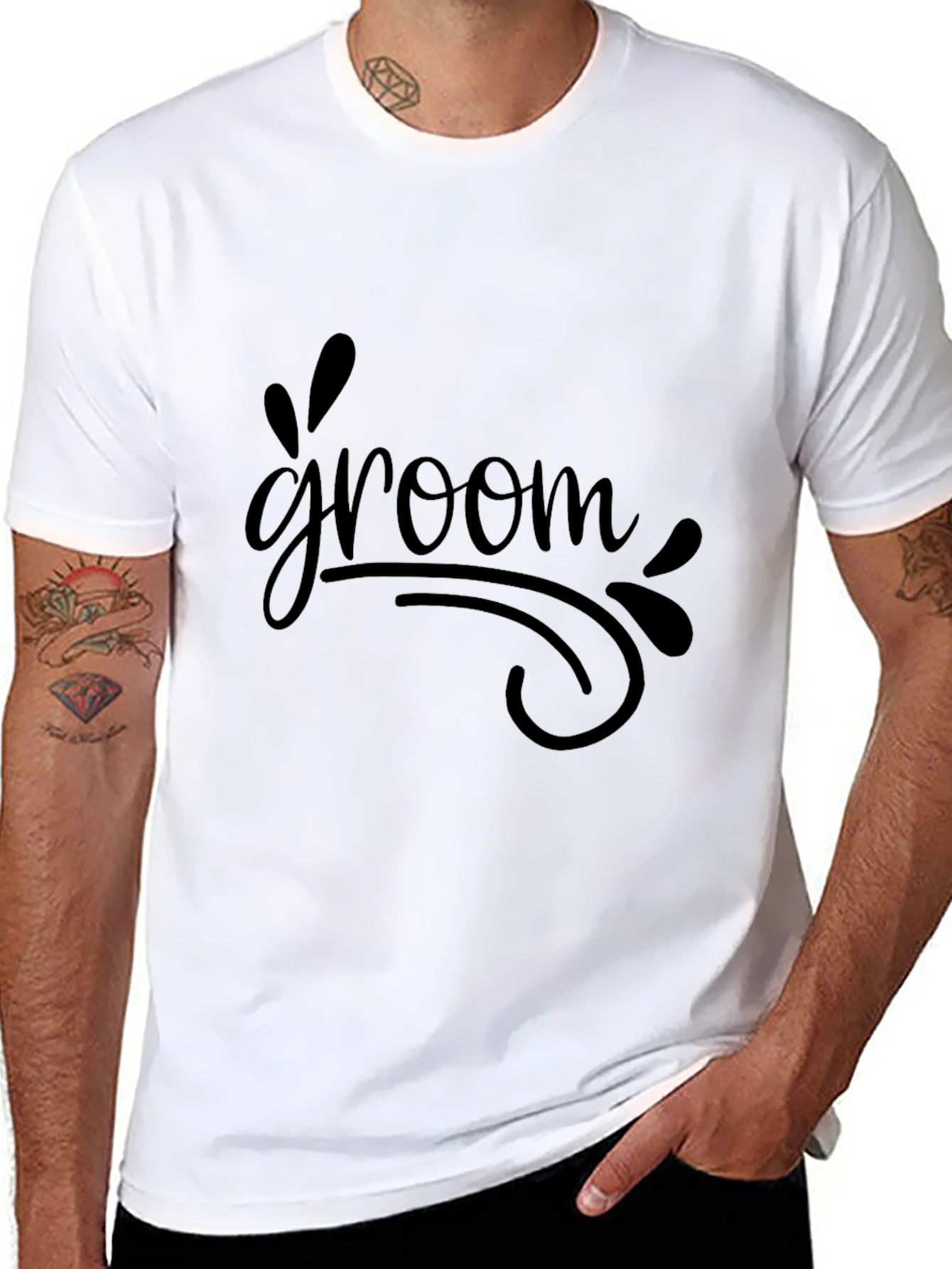 Groom T-Shirt - Black Crew Neck Wedding Apparel