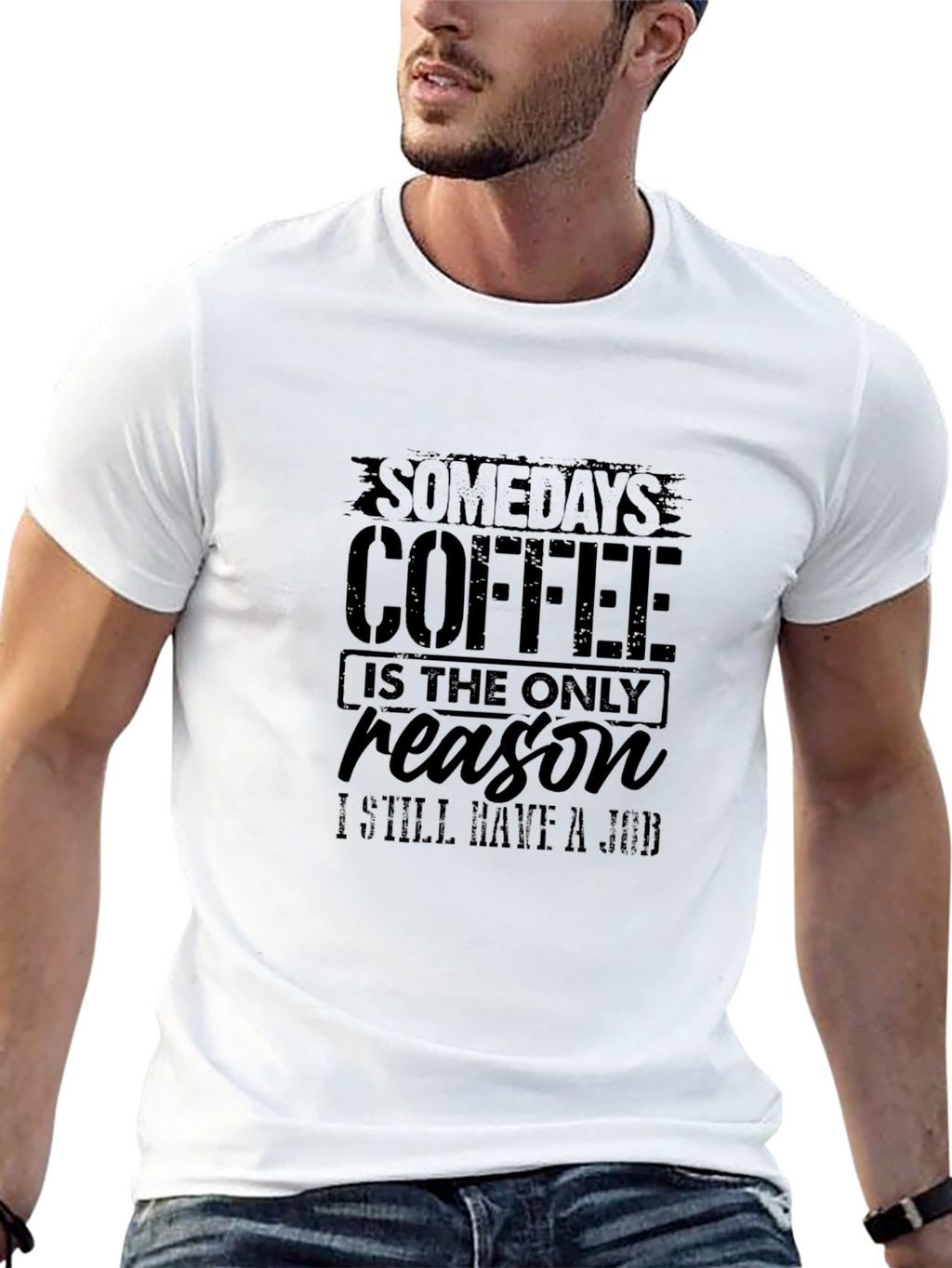 Coffee Reason Job T-Shirt - Black Cotton Blend Tee