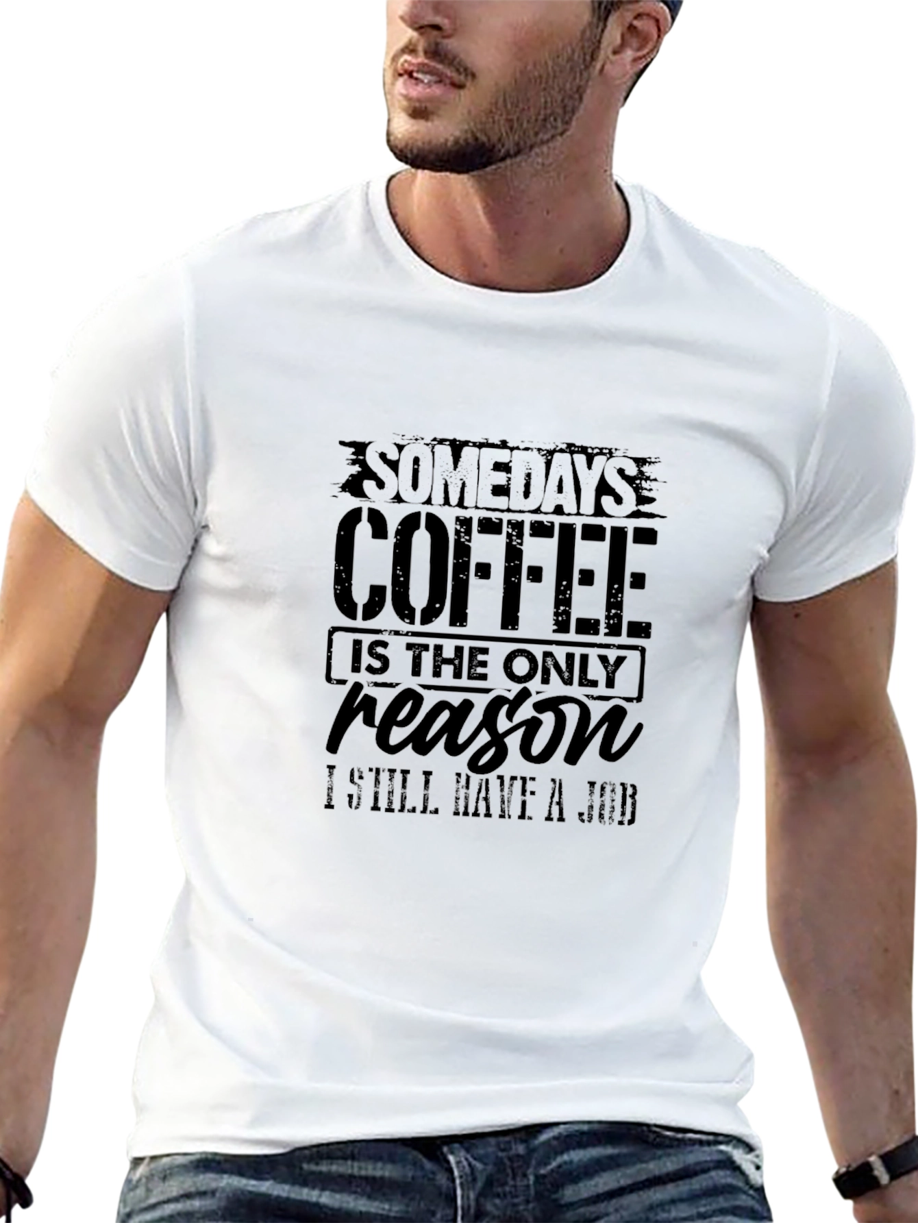 Coffee Reason Job T-Shirt - Black Cotton Blend Tee