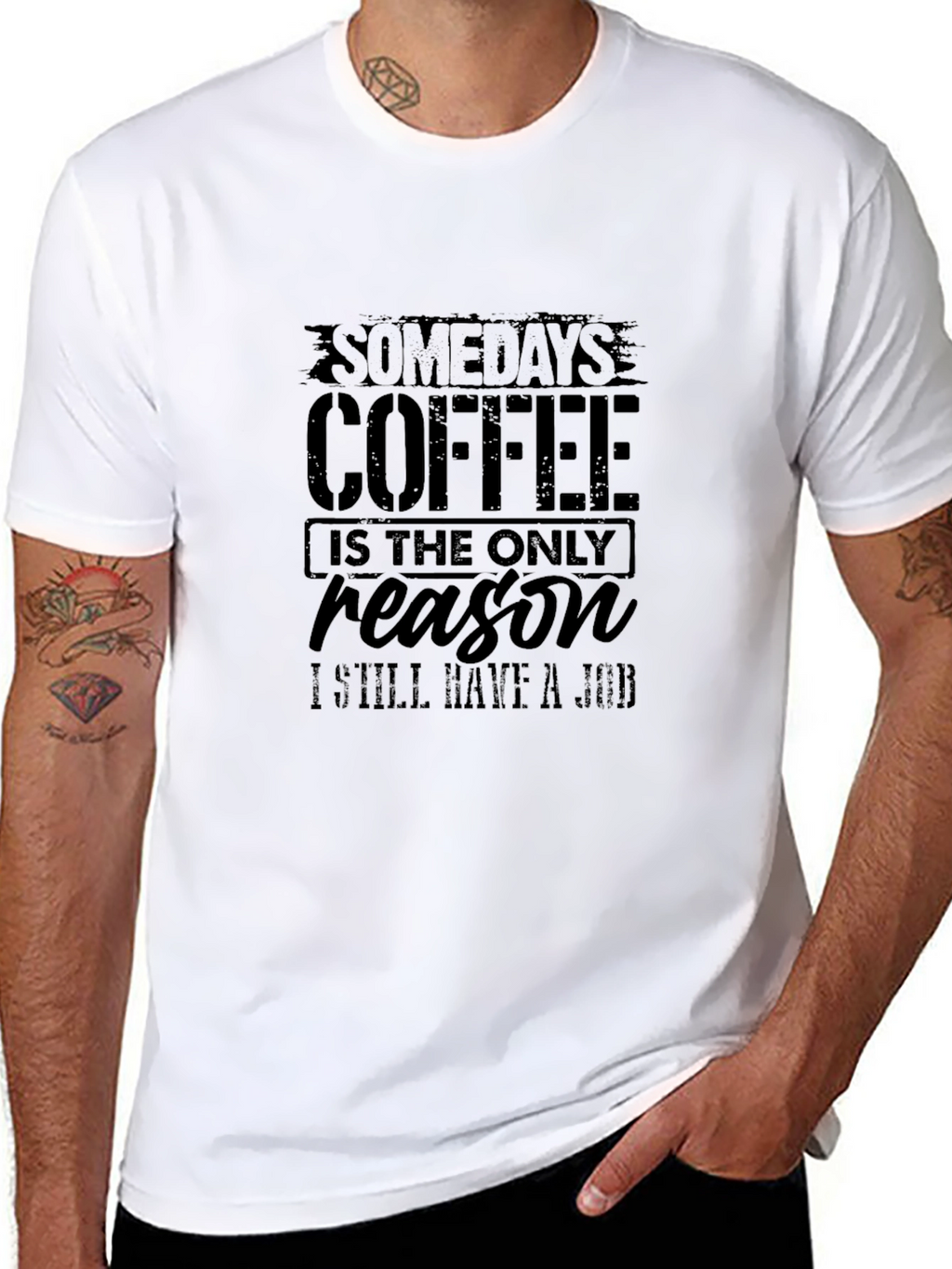 Coffee Reason Job T-Shirt - Black Cotton Blend Tee