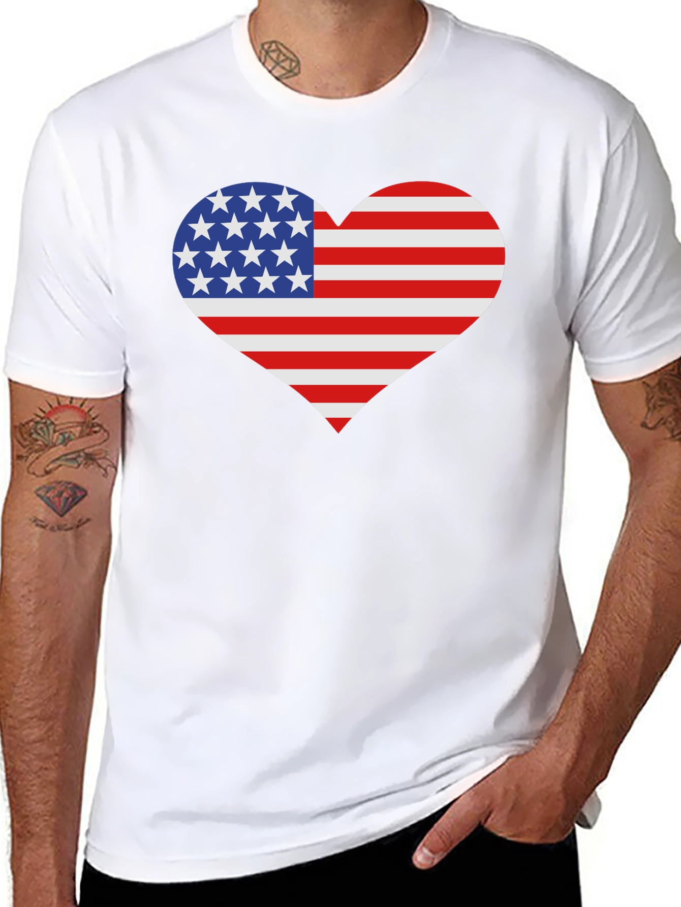 USA Flag Heart Patriotic T-Shirt