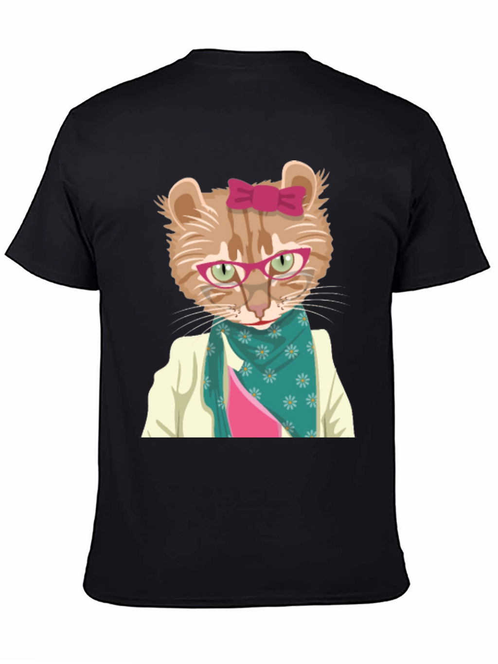 Funny Cat T-Shirt with Glasses and Scarf