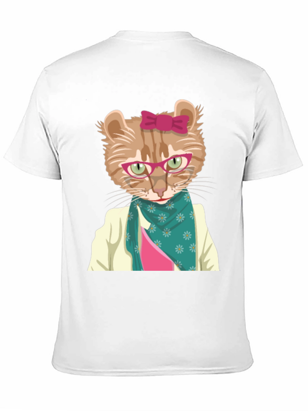 Funny Cat T-Shirt with Glasses and Scarf