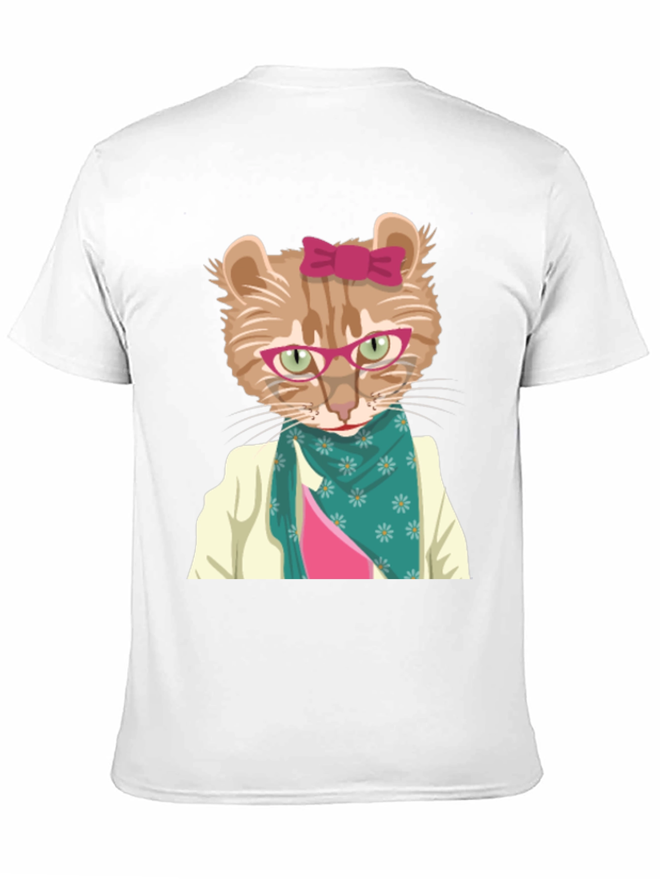 Funny Cat T-Shirt with Glasses and Scarf
