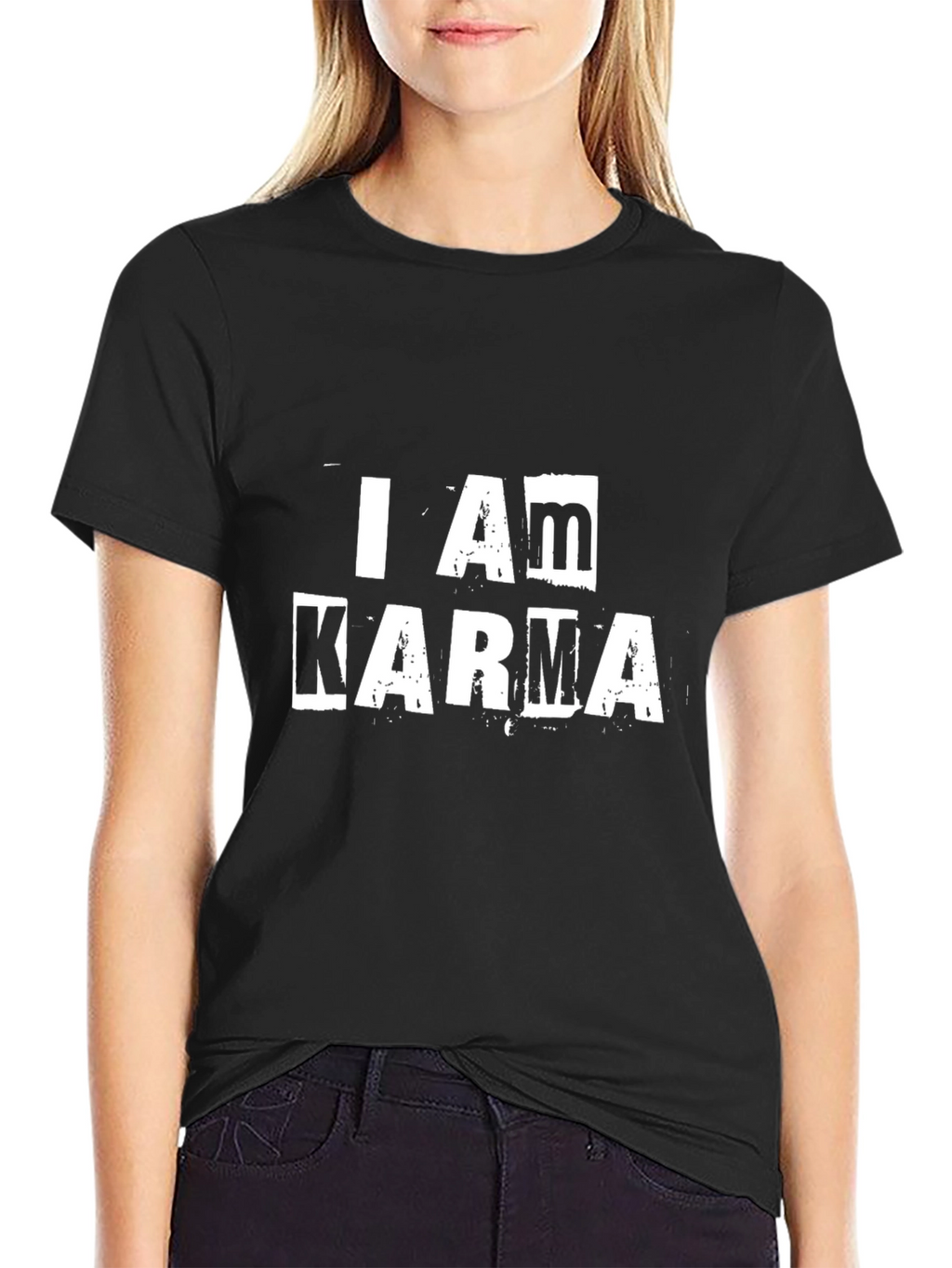 I Am Karma Graphic Print Black T-Shirt