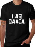 I Am Karma Graphic Print Black T-Shirt