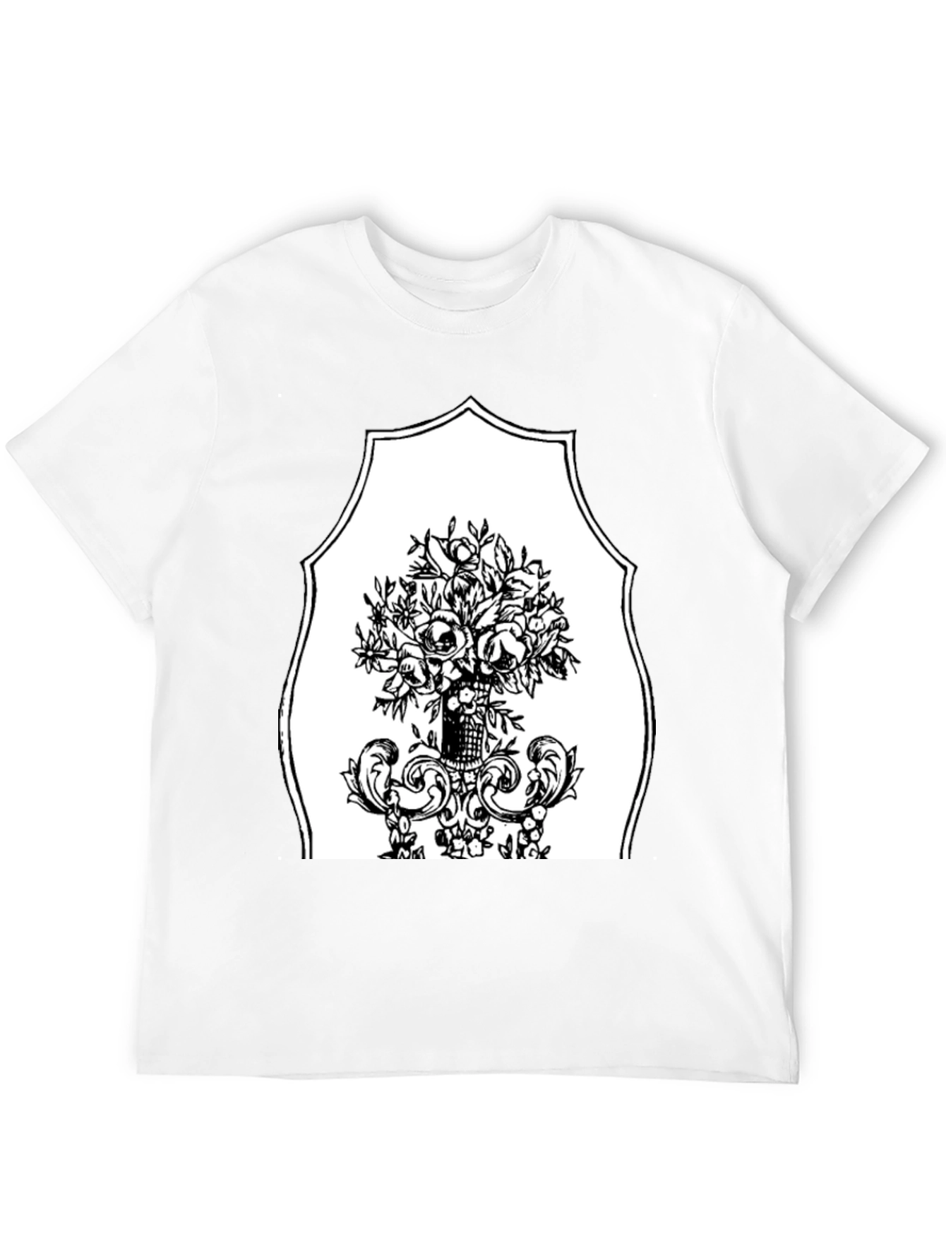Black T-Shirt with Floral Bouquet Graphic