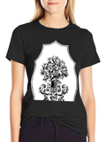 Black T-Shirt with Floral Bouquet Graphic