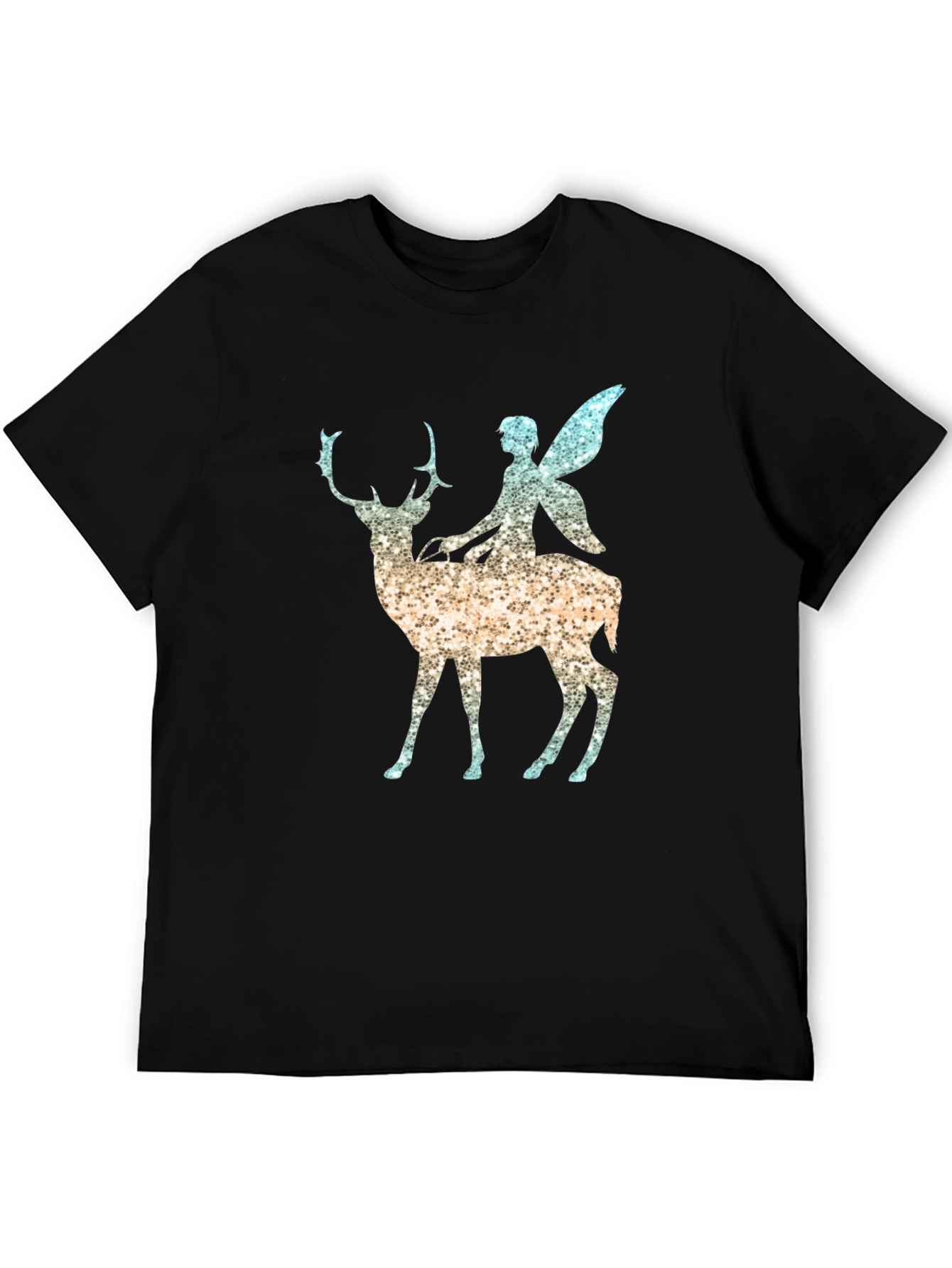 Fantasy Fairy Deer Graphic Tee - Black