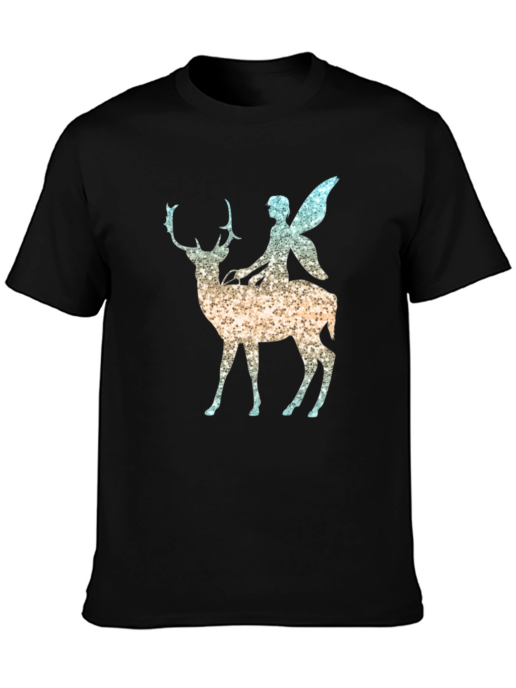 Fantasy Fairy Deer Graphic Tee - Black