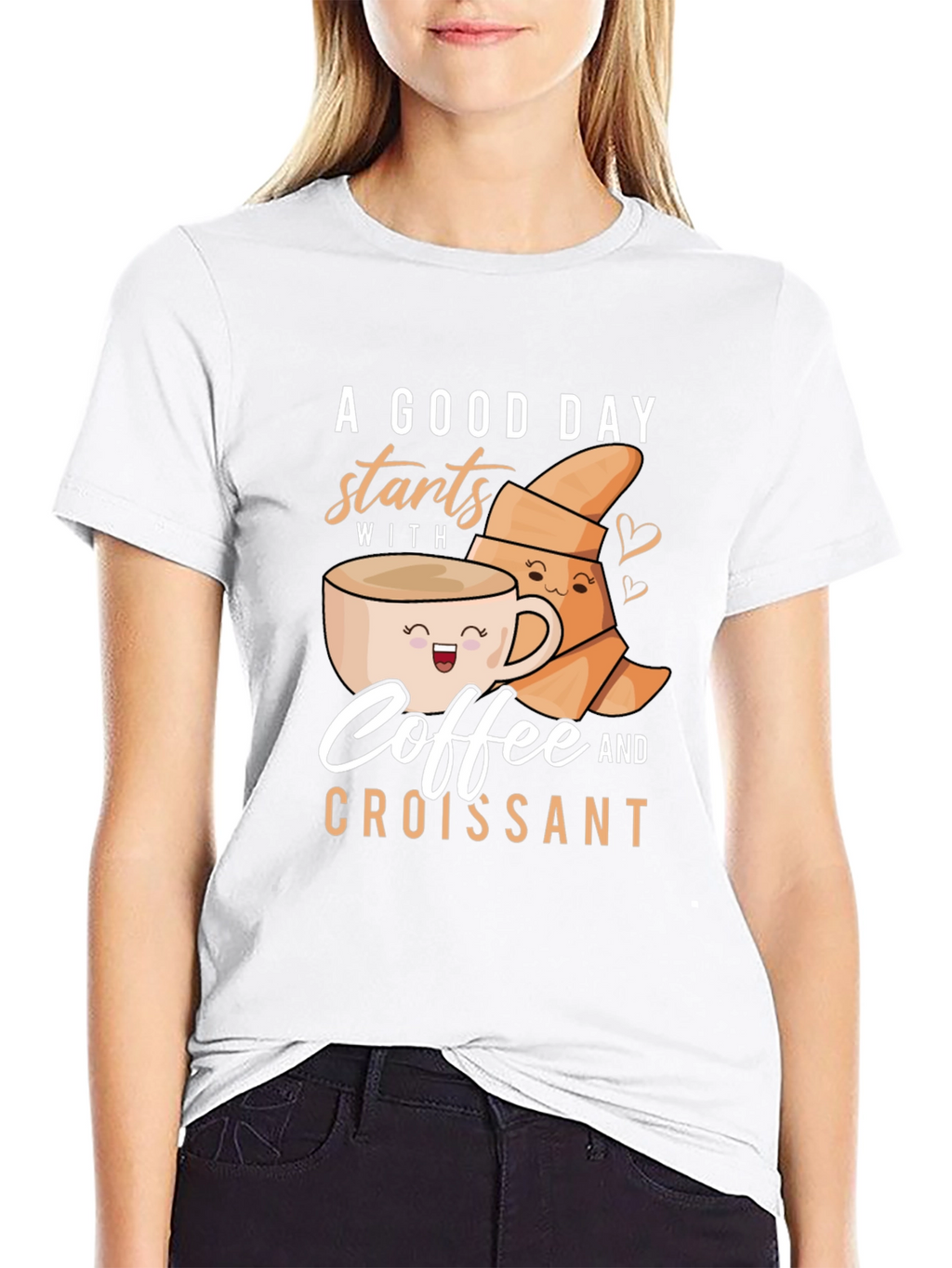 Coffee & Croissant Graphic T-Shirt