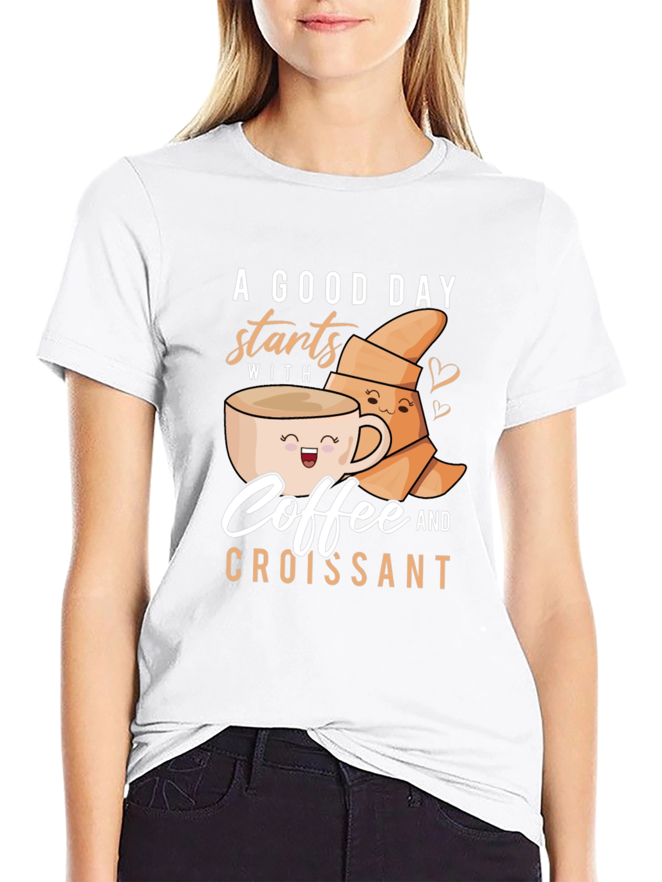 Coffee & Croissant Graphic T-Shirt