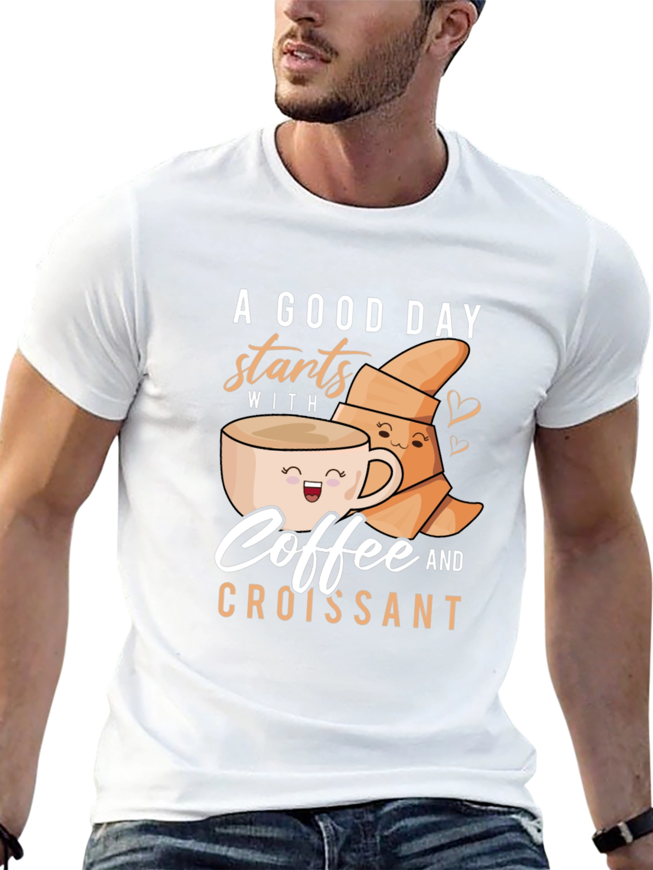 Coffee & Croissant Graphic T-Shirt