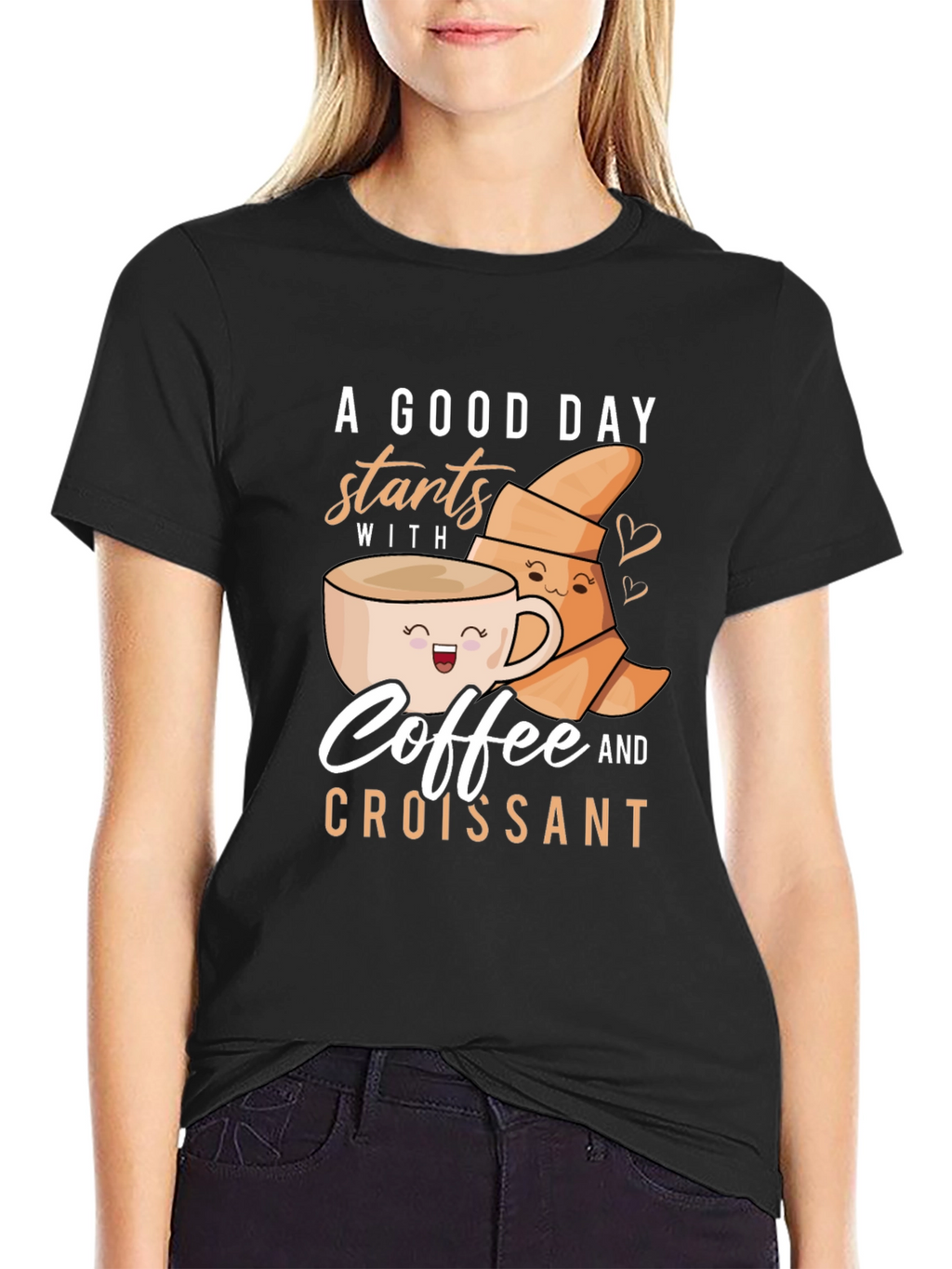 Coffee & Croissant Graphic T-Shirt