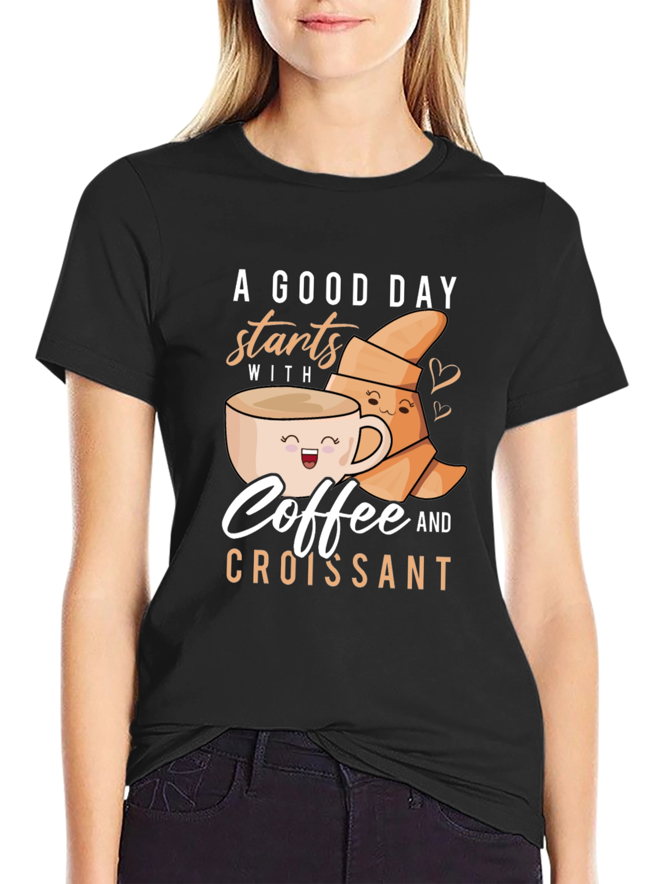 Coffee & Croissant Graphic T-Shirt