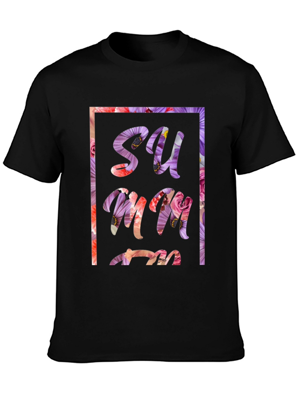 Floral Summer Graphic Tee - Black