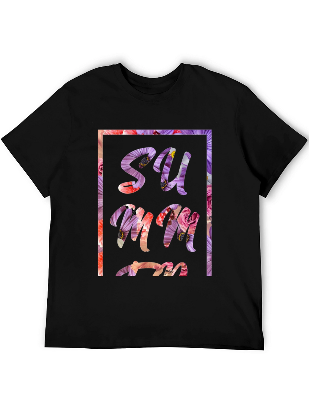Floral Summer Graphic Tee - Black