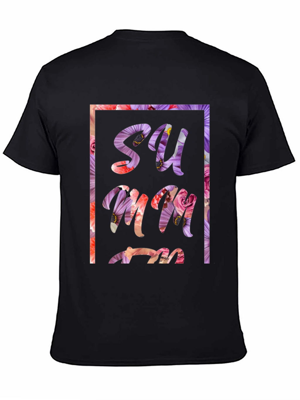 Floral Summer Graphic Tee - Black