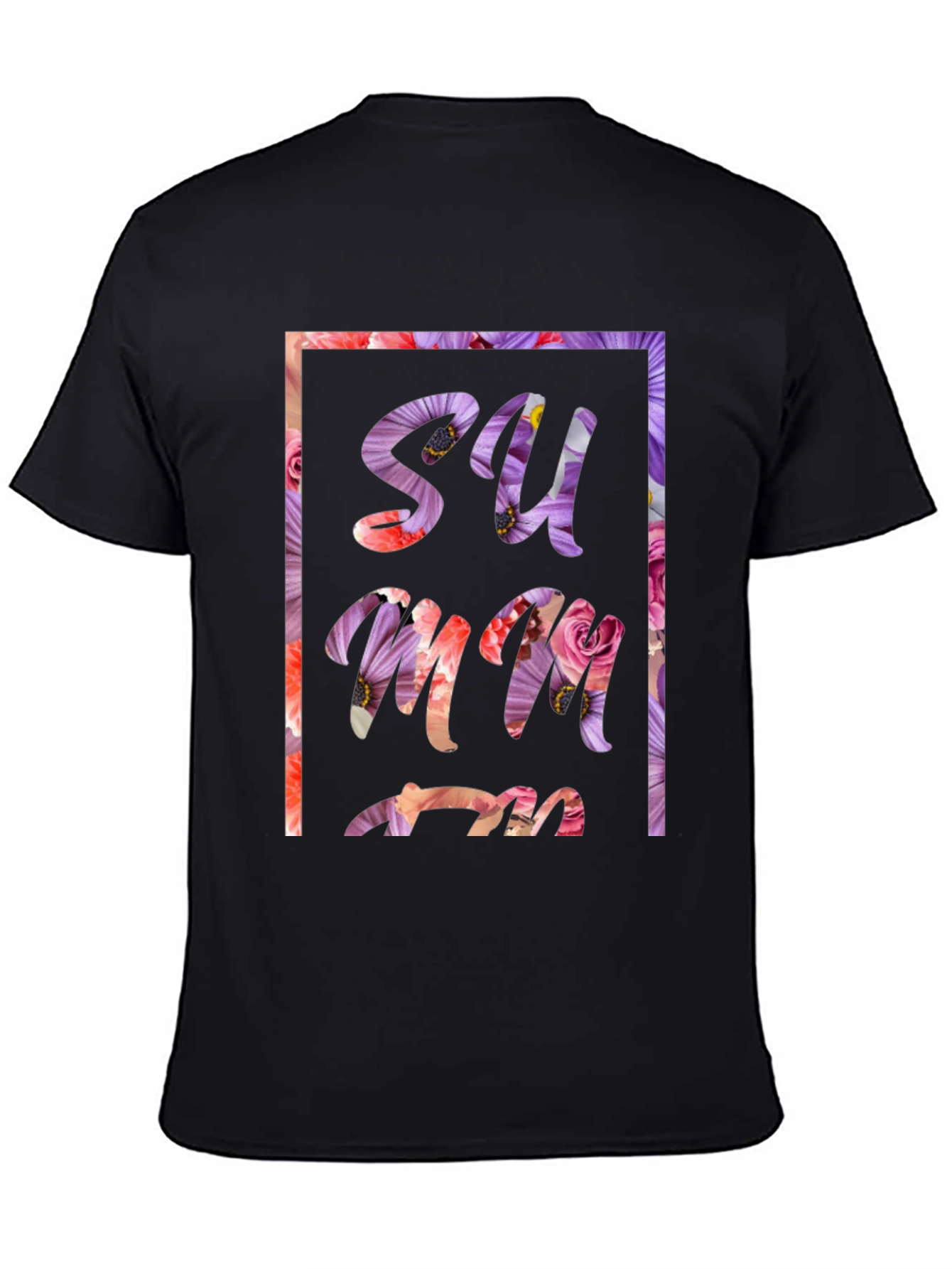 Floral Summer Graphic Tee - Black