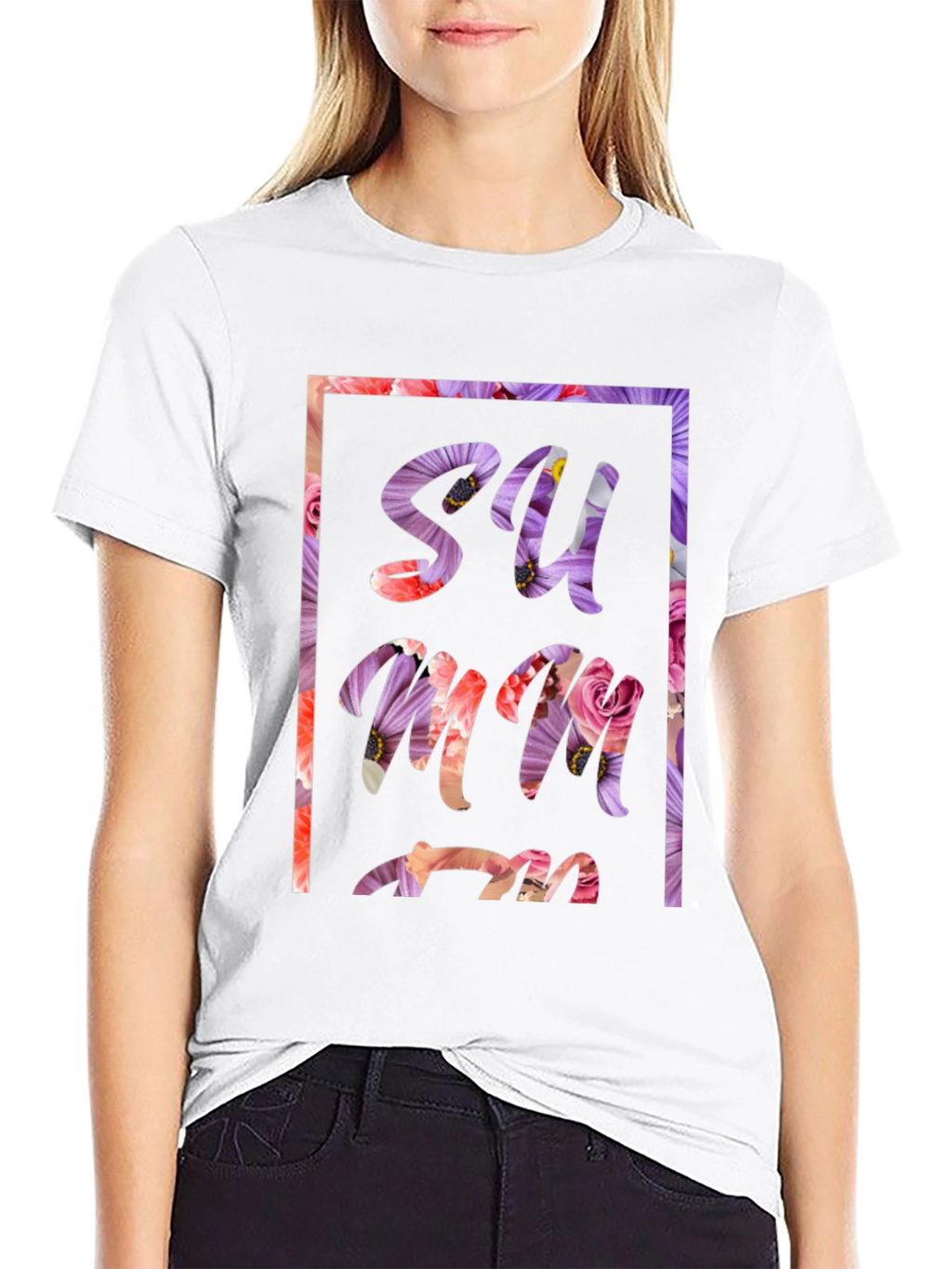Floral Summer Graphic Tee - Black