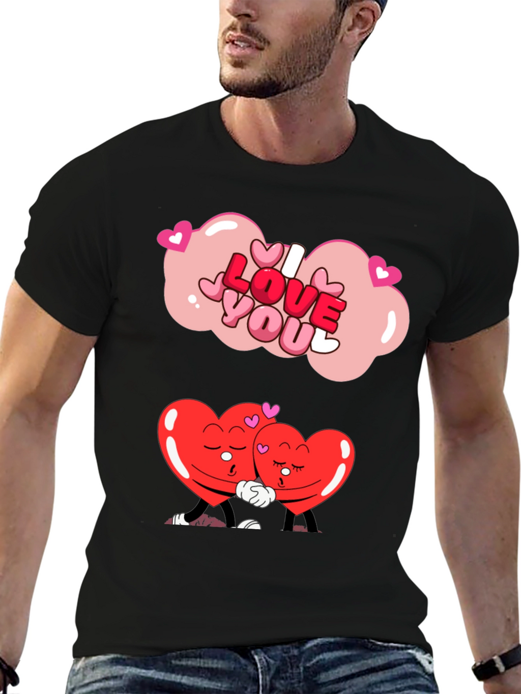 I Love You Hearts Graphic Tee - Valentines Gift