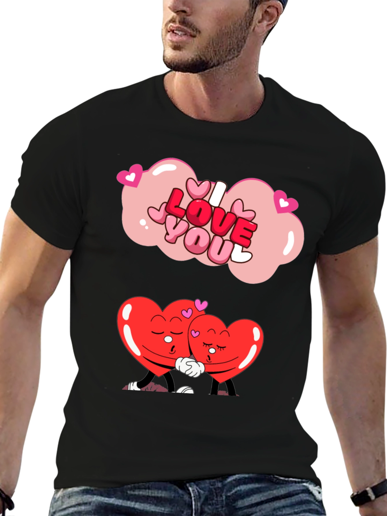 I Love You Hearts Graphic Tee - Valentines Gift