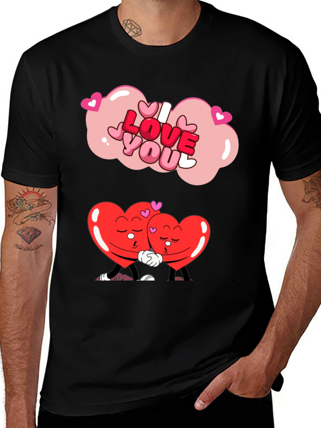I Love You Hearts Graphic Tee - Valentines Gift