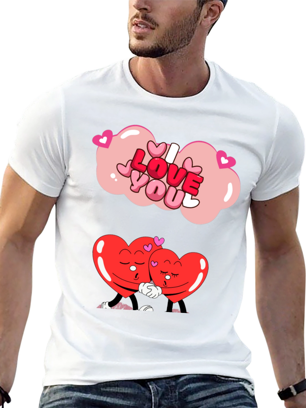 I Love You Hearts Graphic Tee - Valentines Gift