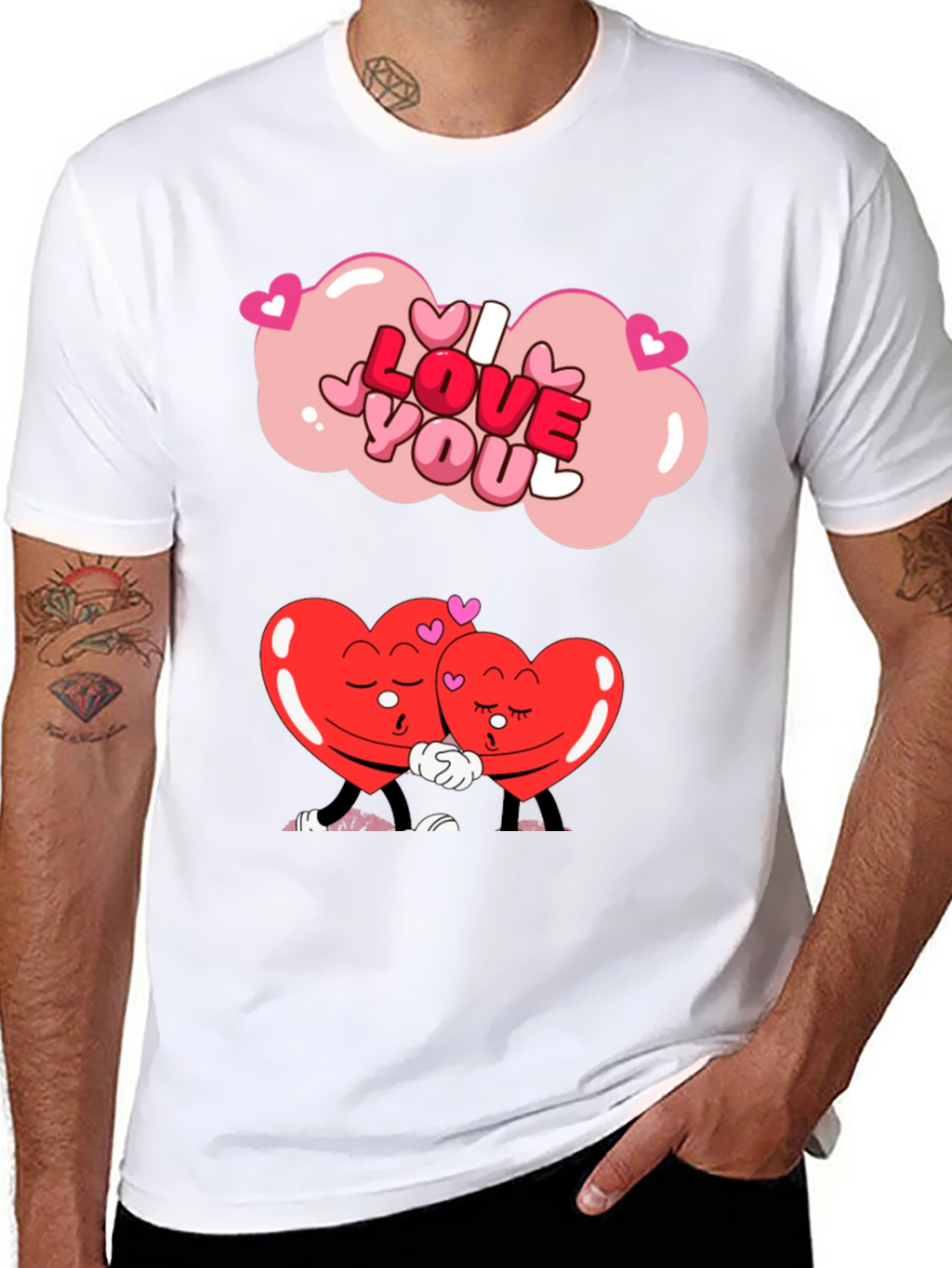 I Love You Hearts Graphic Tee - Valentines Gift