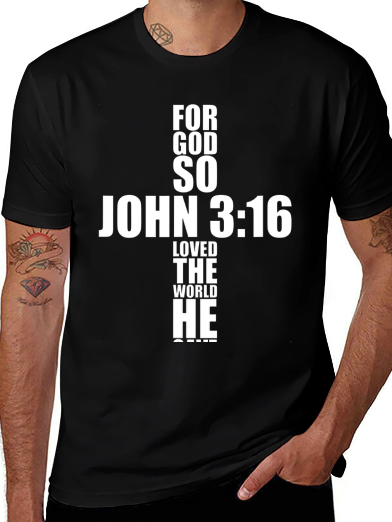 Religious Cross T-Shirt - John 3:16 Design