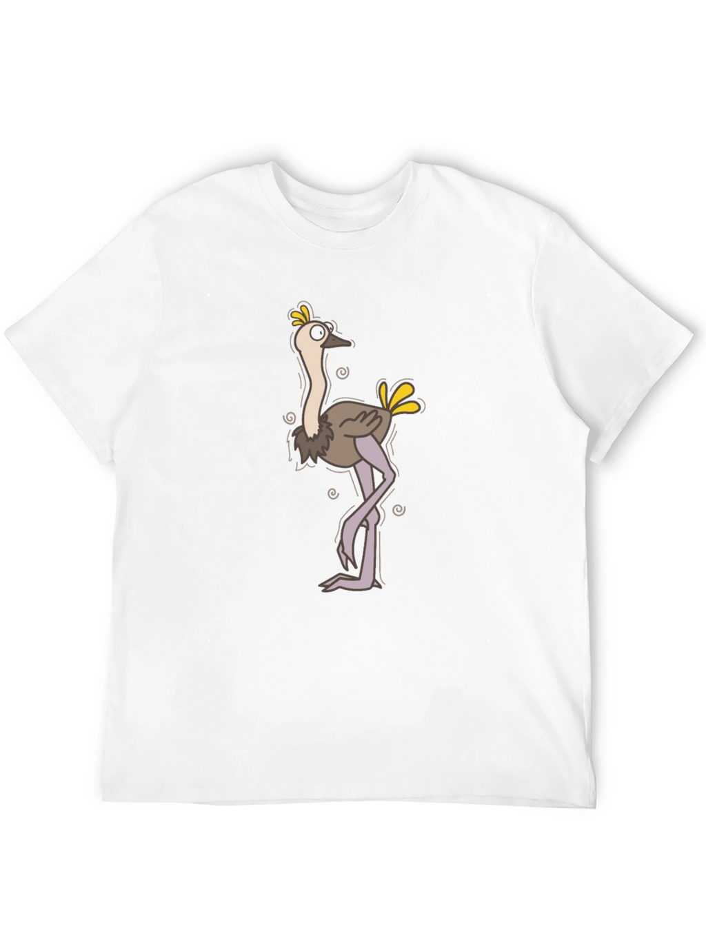 Funny Ostrich Cartoon Black T-Shirt