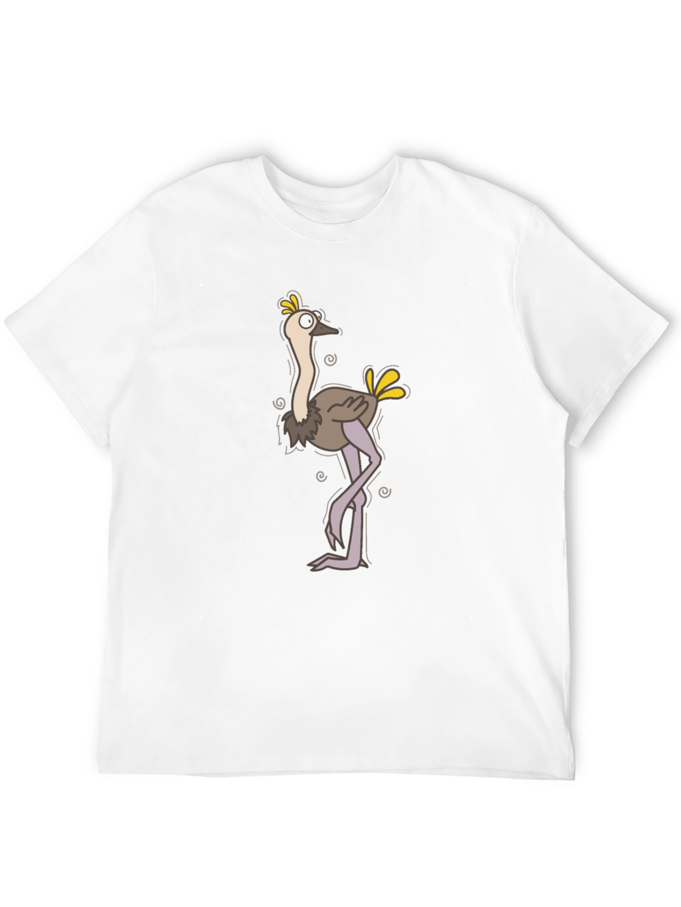 Funny Ostrich Cartoon Black T-Shirt