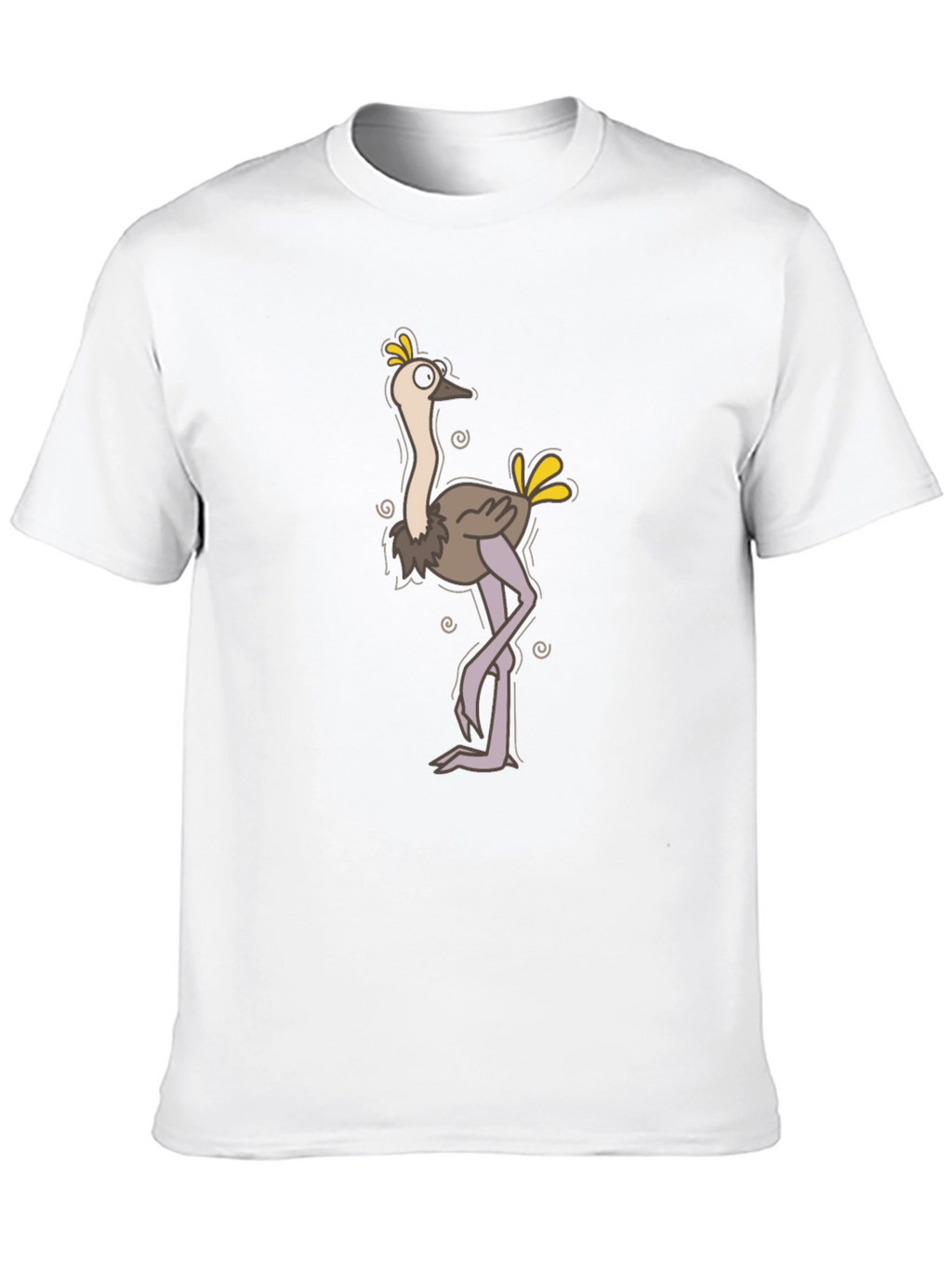 Funny Ostrich Cartoon Black T-Shirt