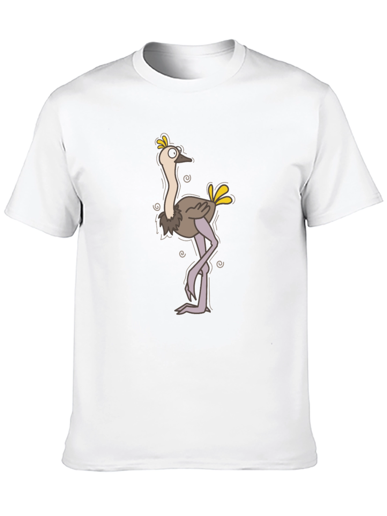Funny Ostrich Cartoon Black T-Shirt