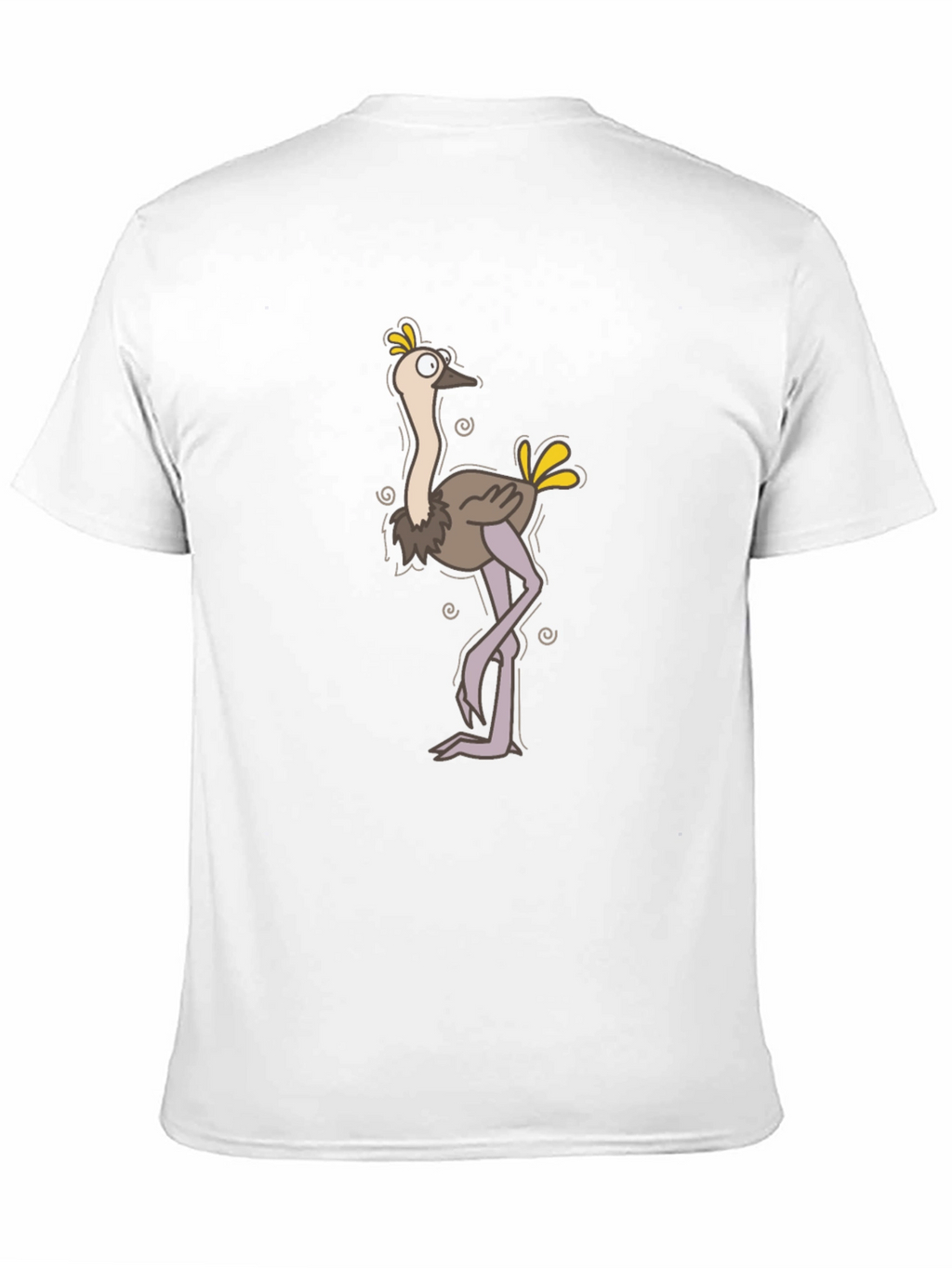 Funny Ostrich Cartoon Black T-Shirt