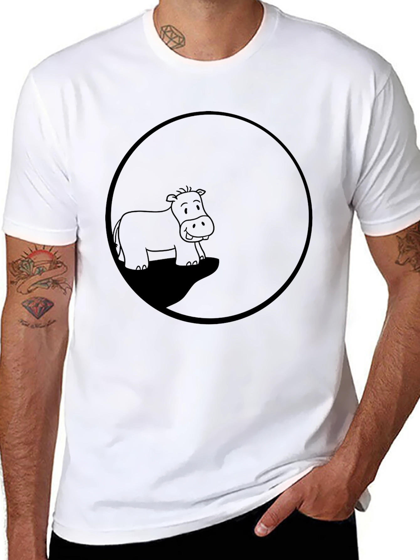 Hippo Circle Graphic T-Shirt