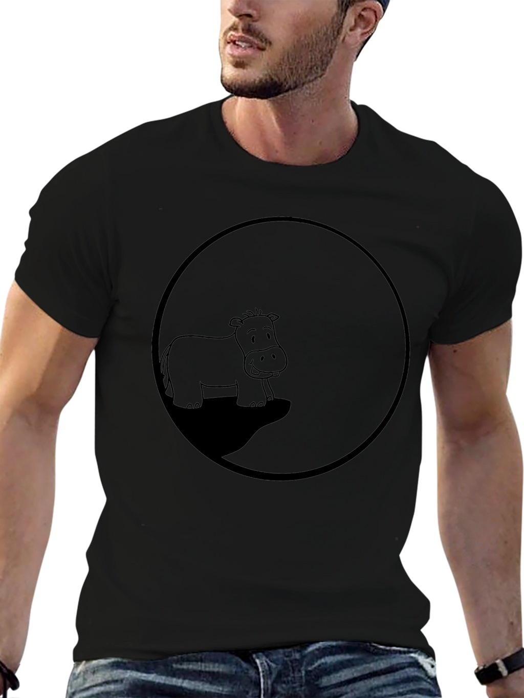 Hippo Circle Graphic T-Shirt