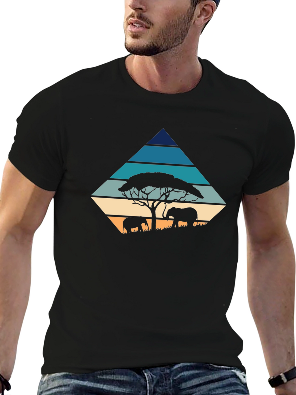 Retro Elephant Silhouette Graphic Tee